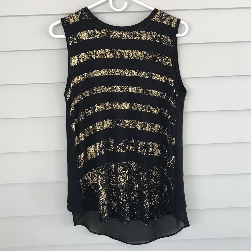 Kenneth Cole Gold Stripe Criss Cross Back Tank